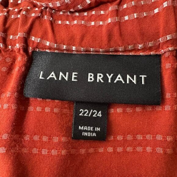 Lane Bryant Stripes Flutter-Sleeve Off-The-Shoulder Subtle Swing Top 22 / 24 Red - Picture 4 of 9